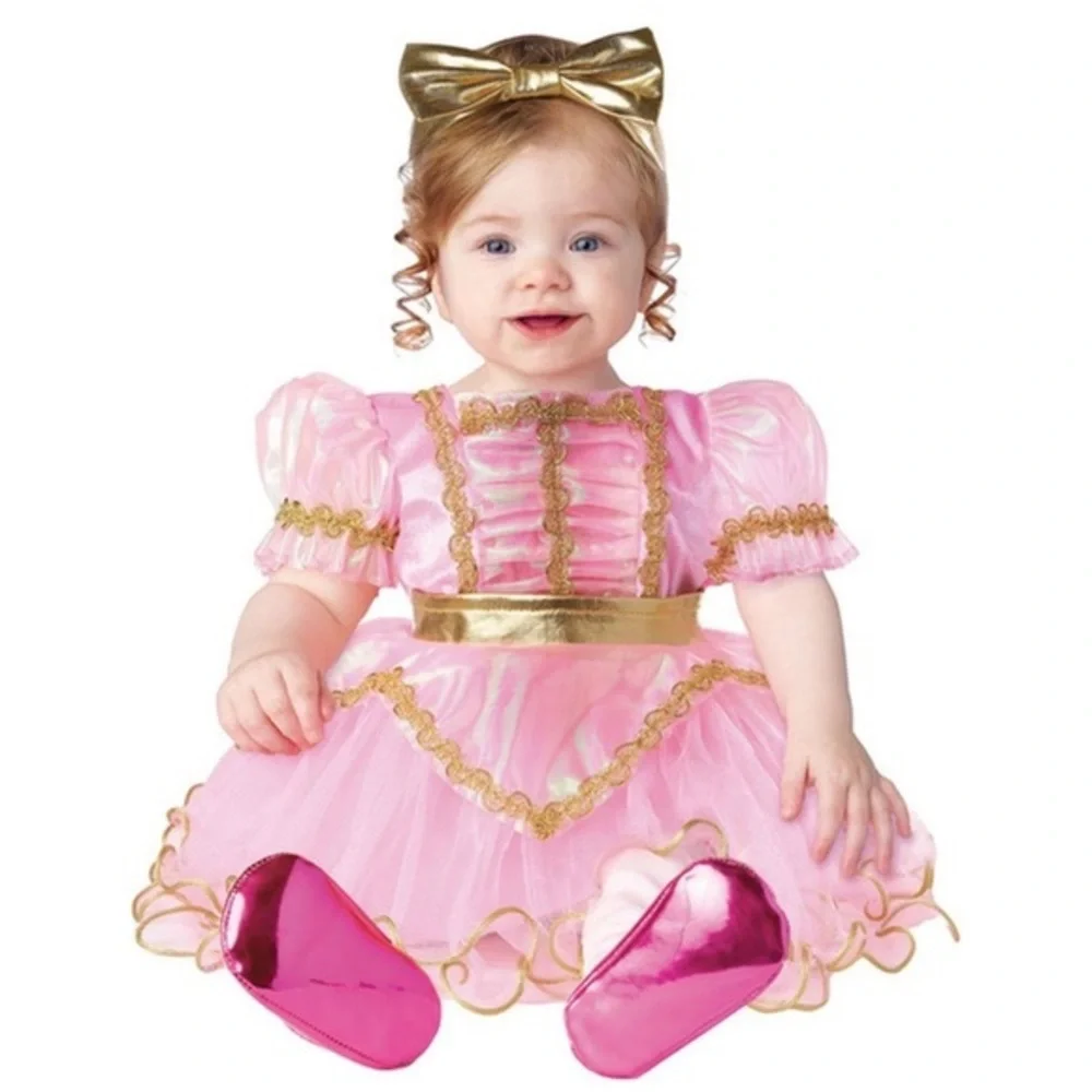 NWT Baby Pink Princess Dress Costume with Gold Trim - Toddler